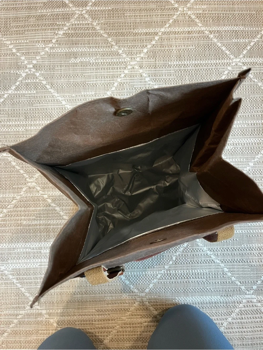 Brown Canvas Messenger Bag with Tan Straps by